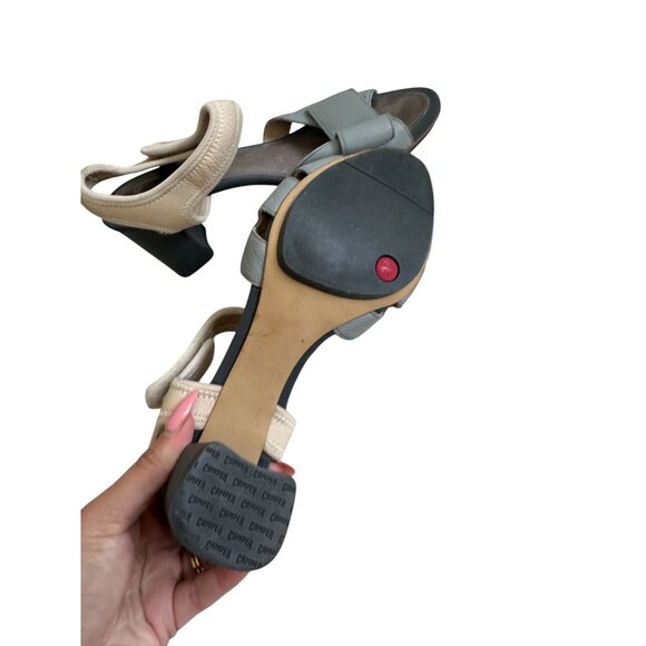 CAMPER Blue Tan Ankle Strap Sandals Heels Size 39 / US 9 - Picture 6 of 9